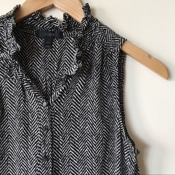 J.Crew Sleeveless Patterned Shirt Silk 00 - Picture 6 of 6